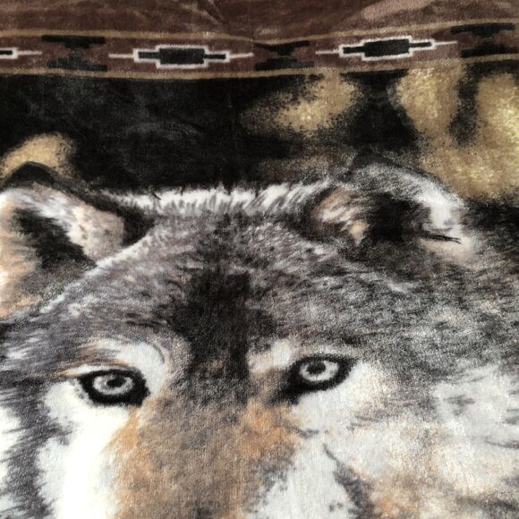 Shavel Fleece Wolf Blanket Hi Pile Throw 63x74 Outdoors Wilderness Lodge Cabin - Picture 8 of 12